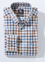 "King's Road"-Hemd mit Button-Down-Kragen in 4 Farben BRAUN-BLAU-ECRU KARIERT