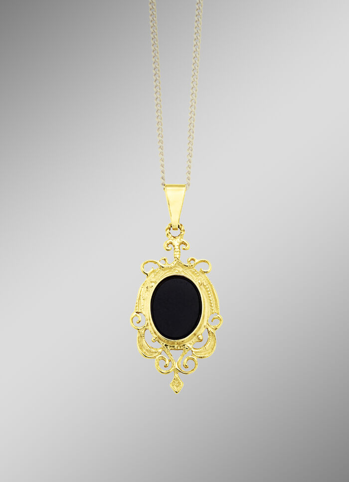 Filigraner Anh&auml;nger mit beh. Onyx 