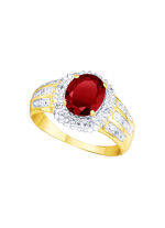 Damenring mit echt Granat und Diamanten 