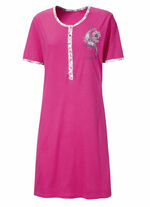 Zweierpack Nachthemden mit langer Knopfleiste, Stickerei sowie kurzen Ärmeln 