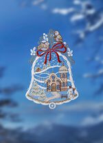 Wundersch&ouml;nes Fensterbild "Glocke" aus echter Plauener Spitze  