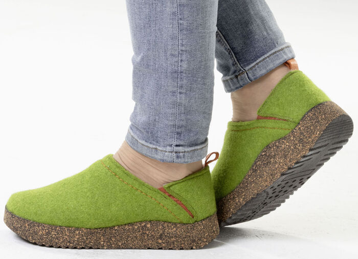 Gemini, komfortable Damen-Hausschuhe, Weite G, mit herausnehmbarem Fußbett GRÜN