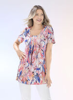 Longshirt mit Faltenlegung am Halsausschnitt in 2 Farben 