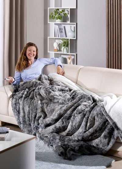 XXL-Heizdecke in Lammfell-Optik 