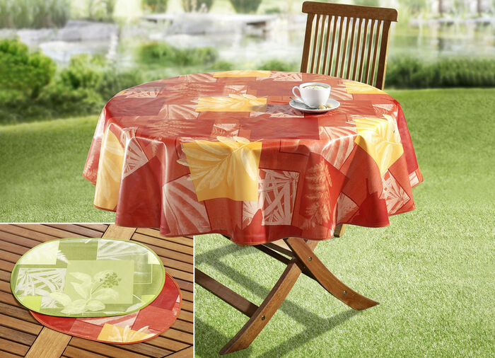 Wachstuch-Serie mit farblich abgestimmtem Schr&auml;gband GR&Uuml;N