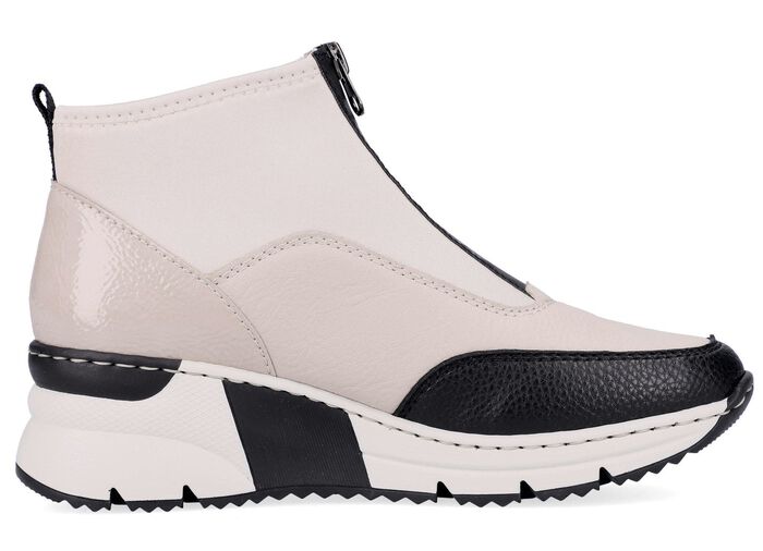 Rieker, stylische Damen-Boots, Weite G, mit Rei&szlig;verschluss ECRU-SCHWARZ