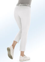 Hose in 7/8-Länge mit interessantem Fransenabschluss ECRU