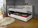 Boxspringbett mit integrierter LED-Beleuchtung WEISS-SILBER