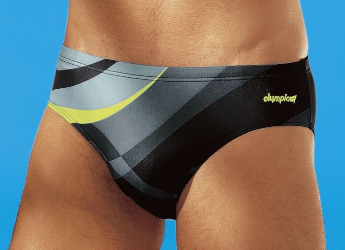 Olympia Badehose in Slipform mit buntem Druckdessin 
