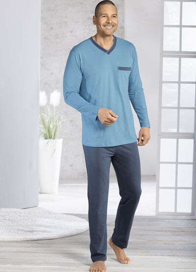 Zweierpack Schlafanzüge mit V-Ausschnitt und offenen Abschlüssen  