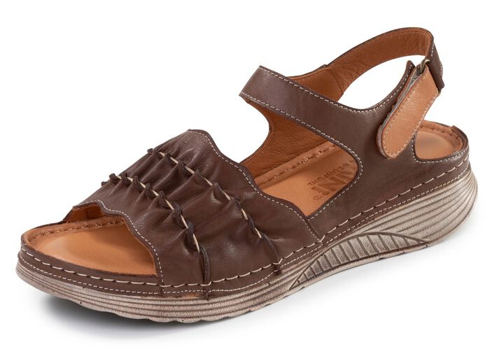 Gemini, leichte Damen-Sandalen, Weite G, aus Leder BRAUN