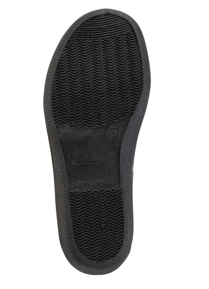 Bequeme Damen-Hausschuhe, Weite H, aus floral bedrucktem Meshmaterial GRAU-BUNT