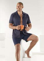 Shorty mit durchgekn&ouml;pftem Oberteil und Streifendessin 