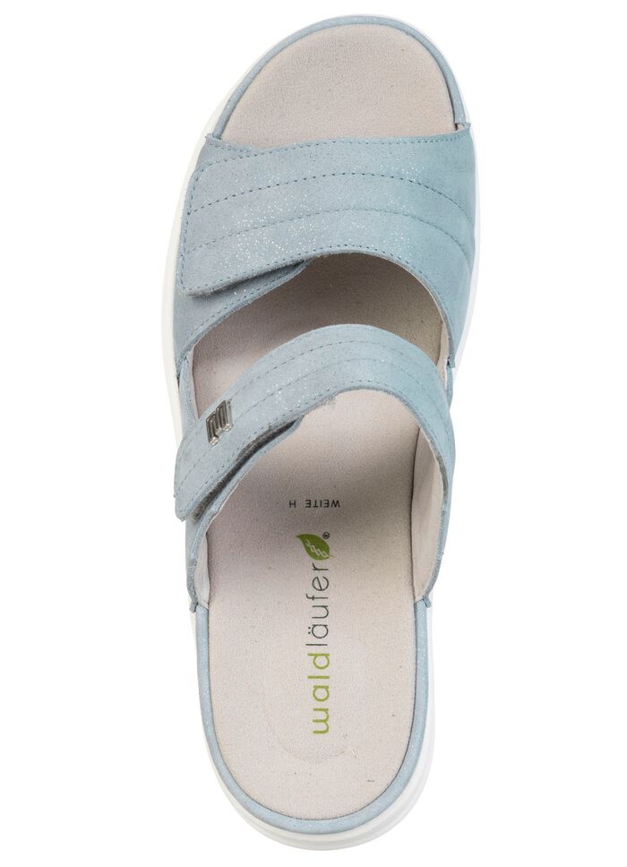 Waldl&auml;ufer, bequeme Damen-Pantoletten, Weite H, mit herausnehmbarem Fu&szlig;bett BLEU