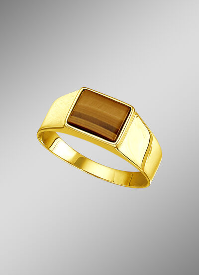 Schwerer Herrenring mit echt Tigerauge 