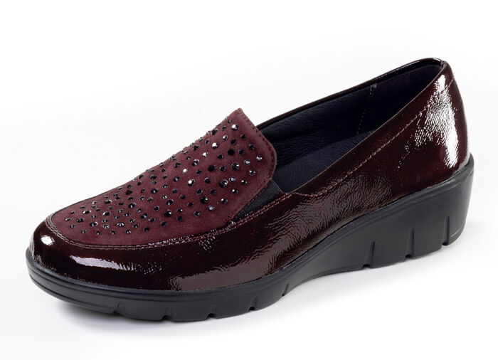 ELENA EDEN, bequeme Damen-Slipper, Weite H, mit herausnehmbarem Fußbett BURGUND