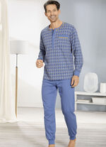 Schlafanzug mit Knopfleiste und Bündchenabschlüssen 