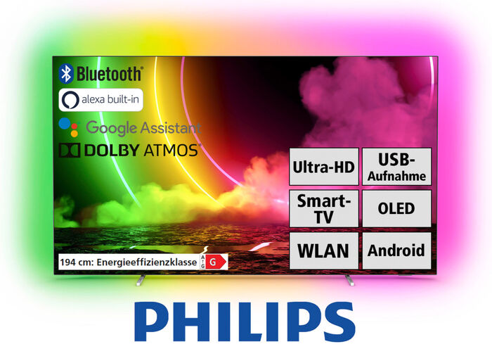 Philips 4K-OLED-Fernseher mit 4-seitigem Ambilight 