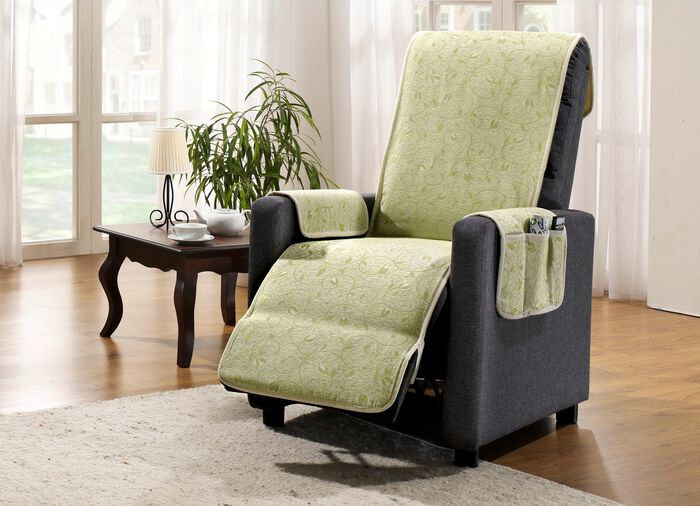 Sessel-,Couch- und Armlehnenschoner mit w&auml;rmender Wendeseite GR&Uuml;N