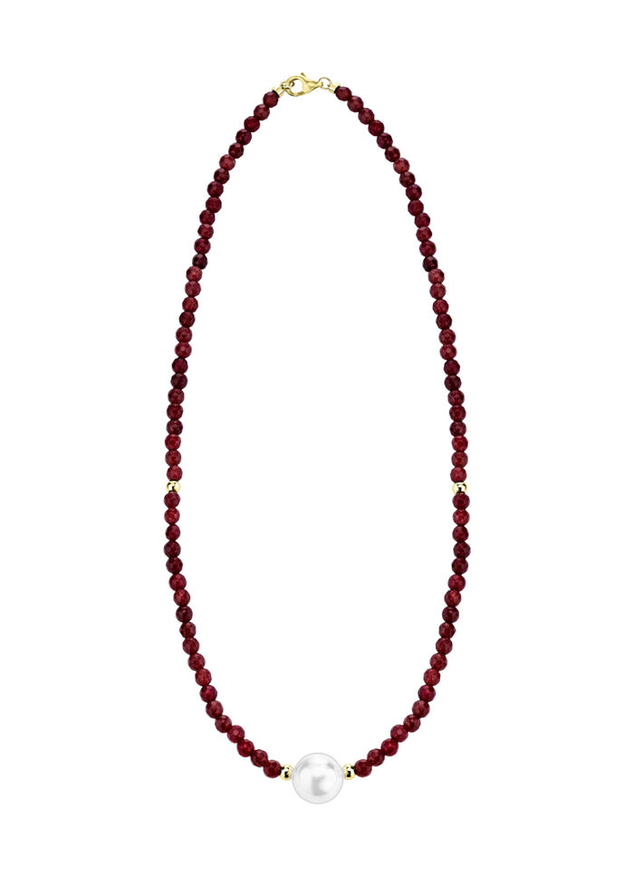 Halskette mit Perlenschimmer und Edelsteinglanz 