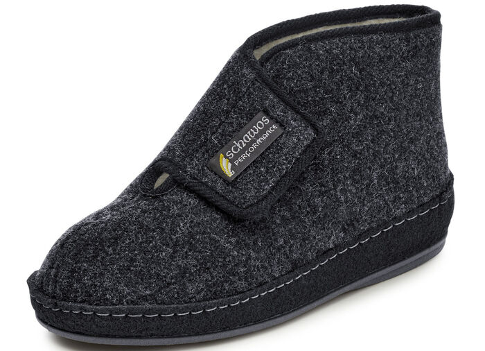 Gefütterte Herren-Hausschuhe, mit Schurwolle ANTHRAZIT-SCHWARZ