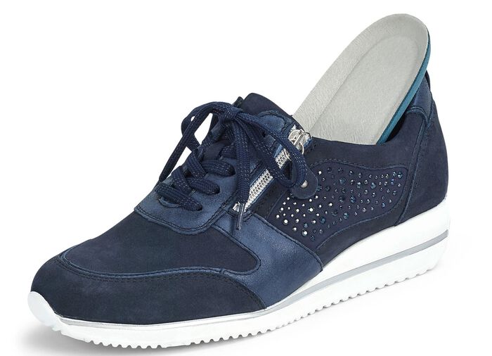 Waldl&auml;ufer, bequeme Damen-Schn&uuml;rschuhe, Weite H, mit herausnehmbarem Fu&szlig;bett MARINE