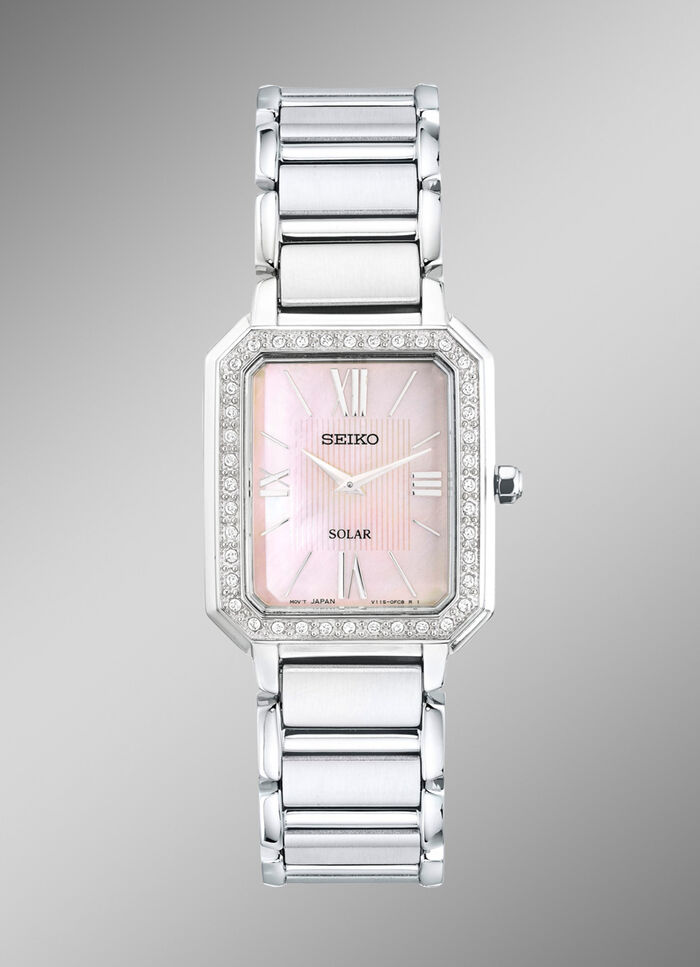 Solar-Damenuhr mit Swarovski-Kristalle 