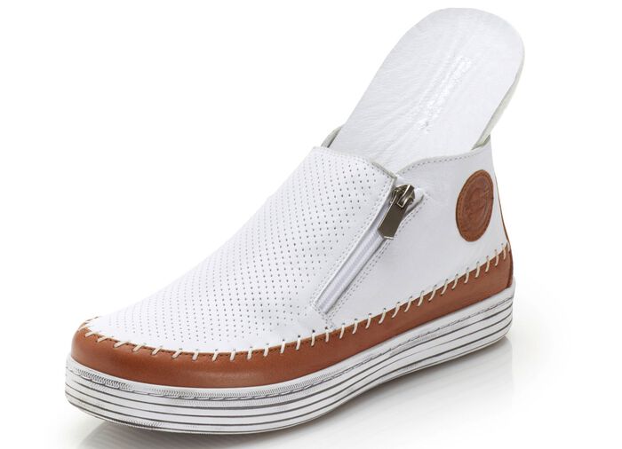 Gemini Bootie mit Zierperforation WEISS-BRAUN