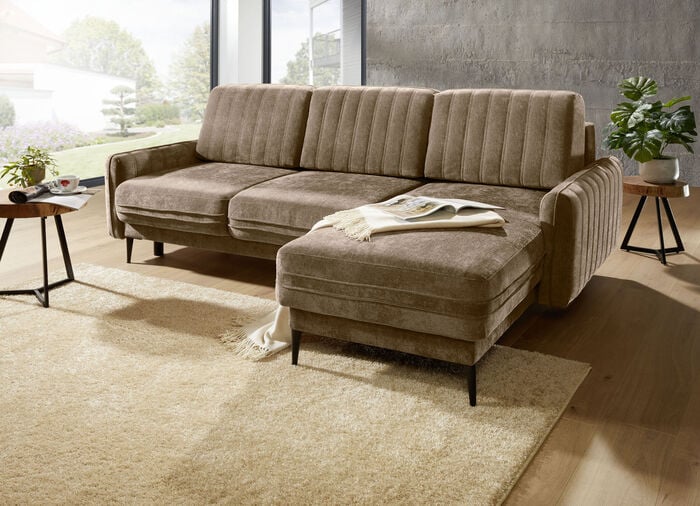 Polsterecke mit Bettfunktion und Bettkasten BRAUN