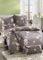 Microfaser Bettw&auml;sche-Garnitur mit Rei&szlig;verschluss GRAU