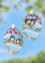 Fensterbild aus Plauener Spitze , 2er-Set 