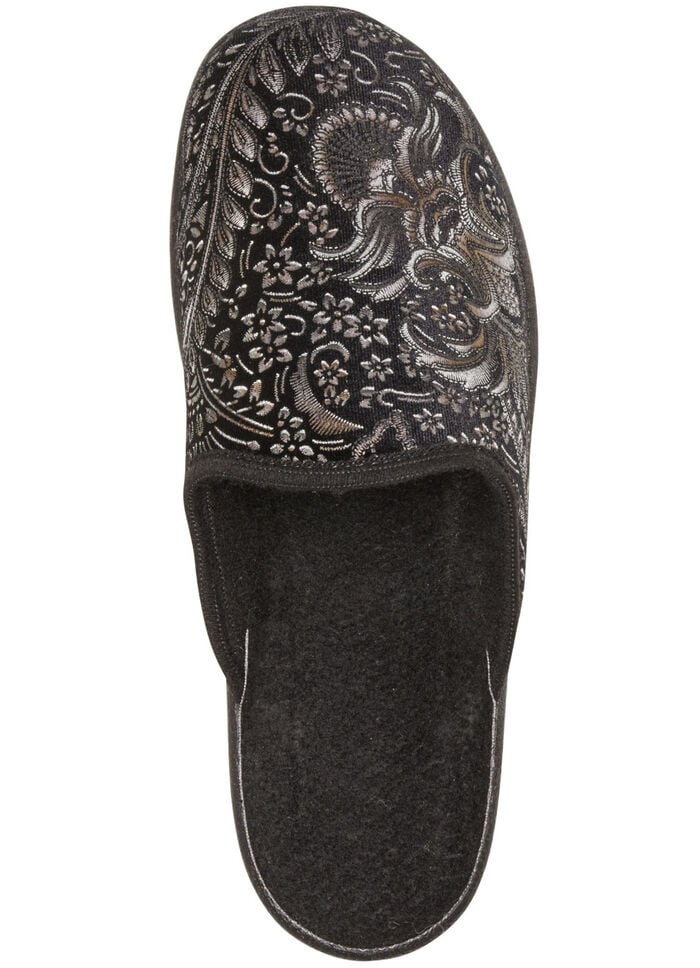 Pantoffel mit floralem Muster SCHWARZ