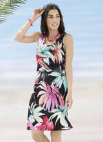 Laurina Kleid mit farbbrillantem Druckdessin, &auml;rmellos 