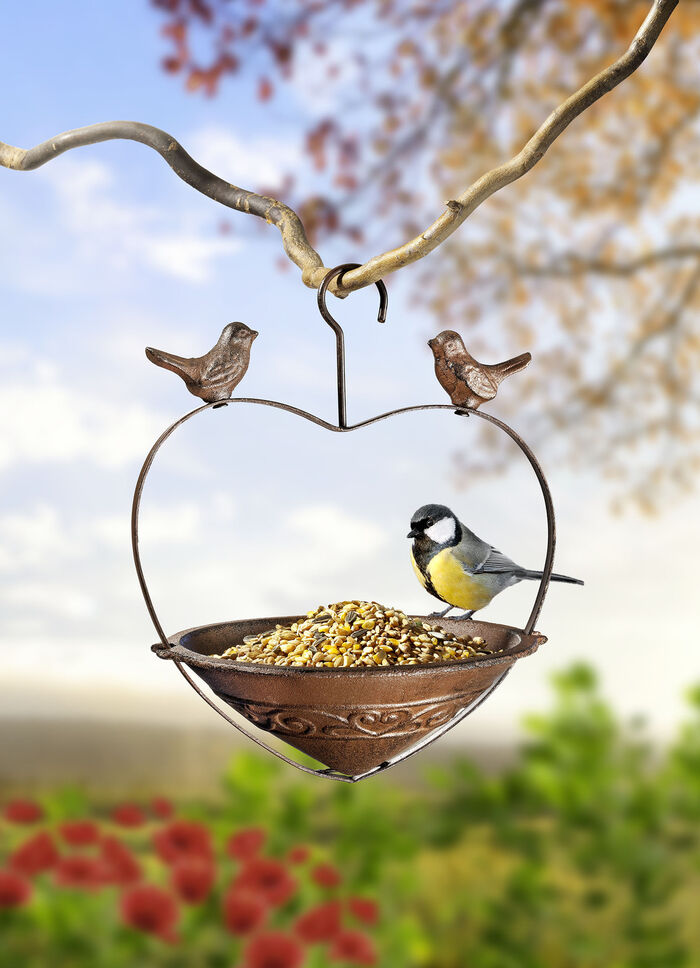 Vogelfutterstation in Herzform 