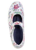 Slipper aus floral bedrucktem Leder ECRU-BUNT