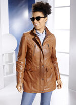 Lederjacke mit Webpelzbesatz 