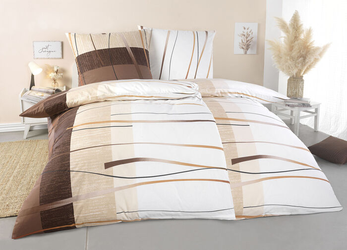 Bettw&auml;sche-Garnitur mit Rei&szlig;verschluss BRAUN