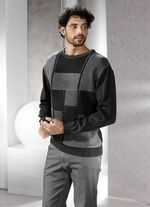 Rundhalspullover in 2 Farben ANTHRAZIT-GRAU MELIERT