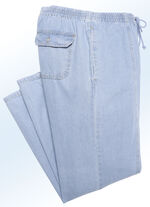 Schlupfjeans mit Gummibund und Kordelzug in 4 Farben HELLBLAU