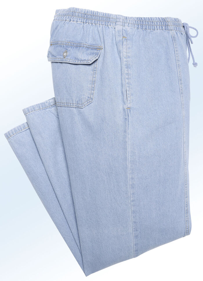 Schlupfjeans mit Gummibund und Kordelzug in 4 Farben HELLBLAU