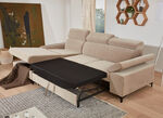 Polsterecke mit Bettfunktion und Bettkasten in der Ottomane BEIGE