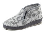 Floral bedruckter Wollfilz-Hausschuh GRAU