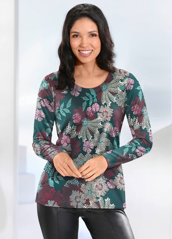 Pullover in Feinstrick PETROL-MULTICOLOR