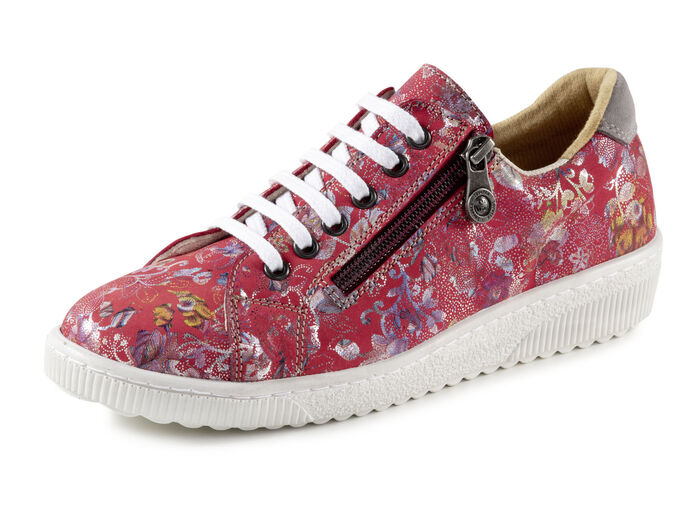 ELENA EDEN Schn&uuml;rschuh aus effektvoll bedrucktem Nubukleder ROT