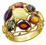 Damenring mit echt buntem Bernstein 