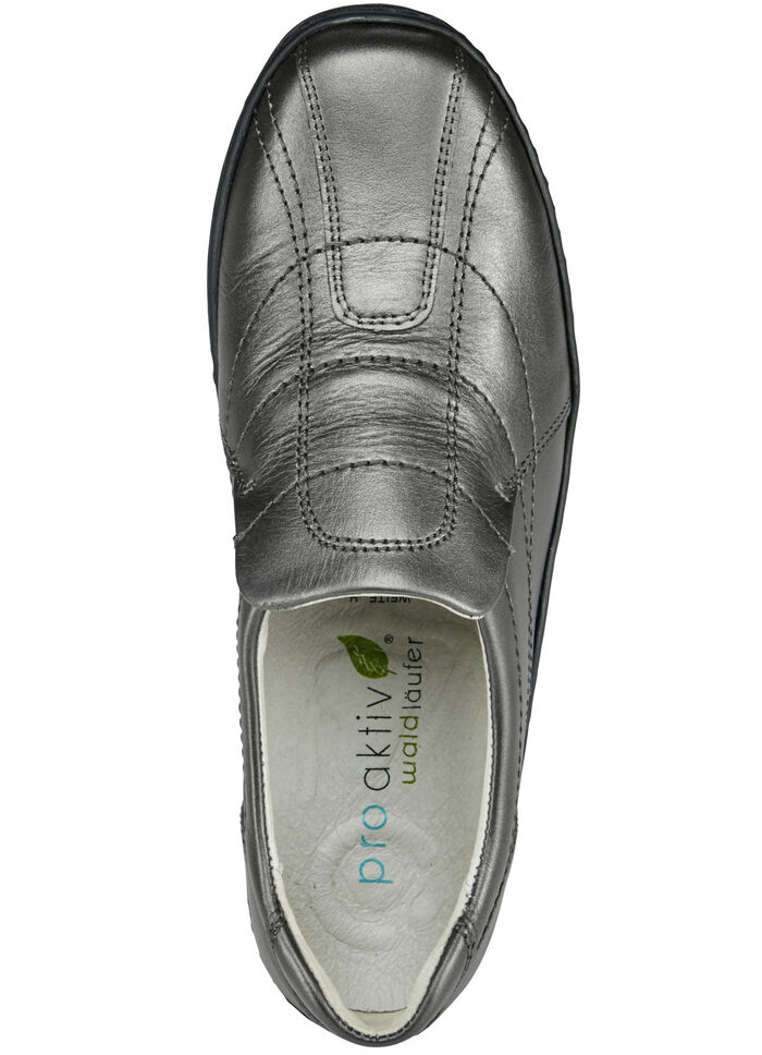 Waldläufer, bequeme Damen-Slipper, Weite H, mit herausnehmbarem Fußbett ALTSILBER