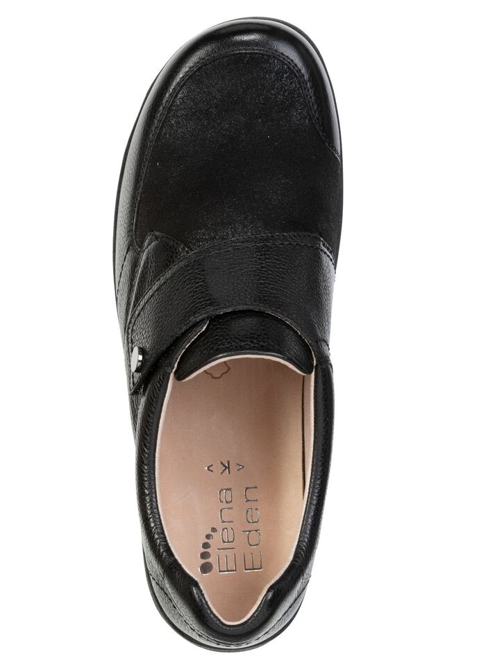 ELENA EDEN, komfortable Damen-Slipper, Weite K, mit herausnehmbarem Fu&szlig;bett SCHWARZ