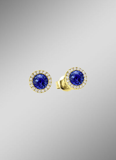 Strahlende Eleganz: Ohrstecker mit echt Saphir und 36 Brillanten 