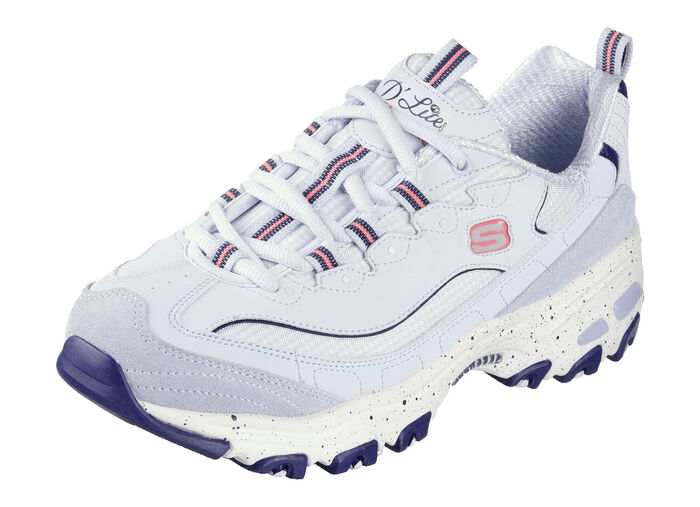 SKECHERS Schnür-Sneaker mit Veloursleder-Besätzen BLAU-PINK