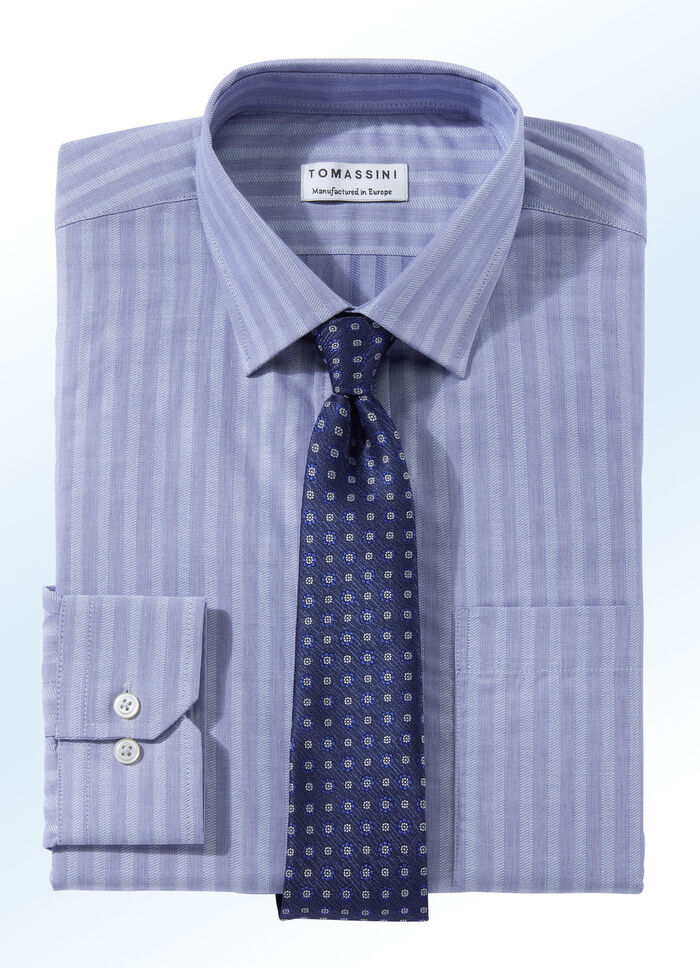 Hemd mit Satinstreifen in 4 Farben und 3 &Auml;rmell&auml;ngen RAUCHBLAU